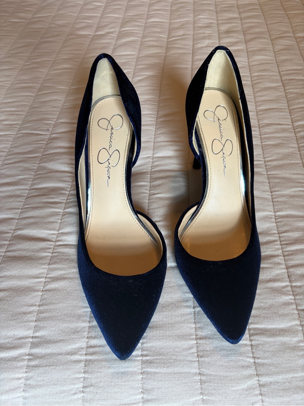 Jessica Simpson Navy Velvet Pointed D'Orsay Pumps